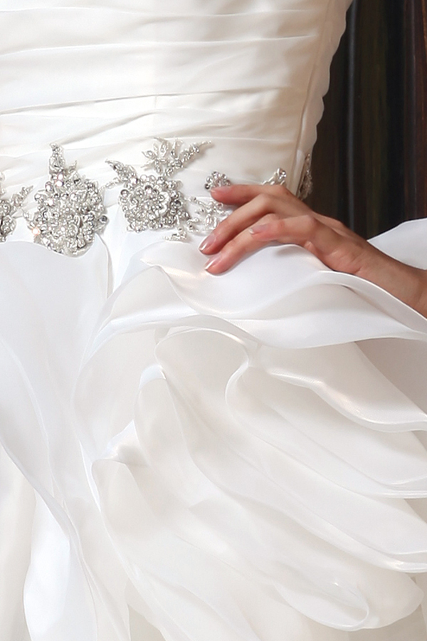 Deluxe Strapless Ruffled Organza Wedding Gown - Click Image to Close